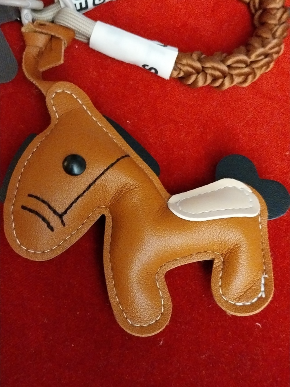 Brand New Brown Faux Leather Pony For Cell Phone/bag Charm
